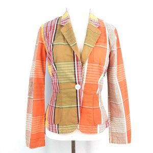 Isaac Mizrahi Plaid Cotton Blazer Patch Pockets